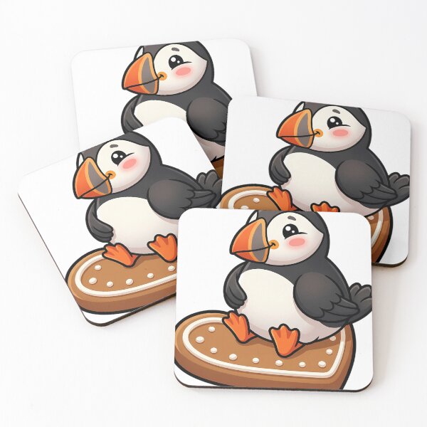 Item preview, Cute Puffin Perched on a Giant Gingerbread Heart Cookie designed and sold by pumsquare.