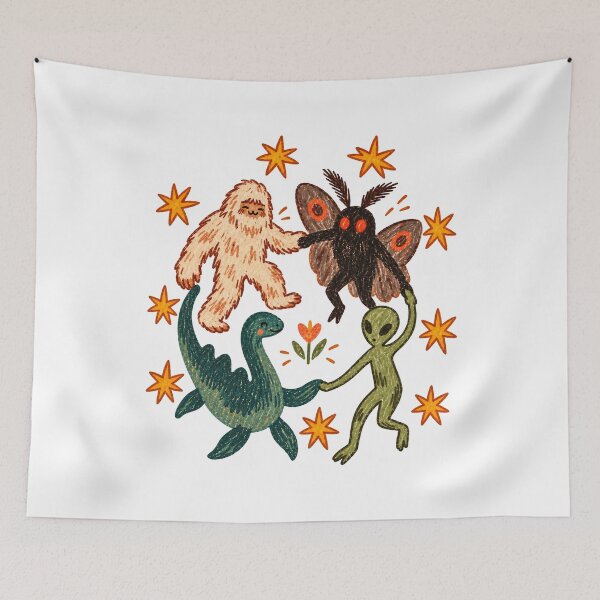 Item preview, Dancing Cryptids Bigfoot Mothman Loch Ness designed and sold by Pixelfloraa.