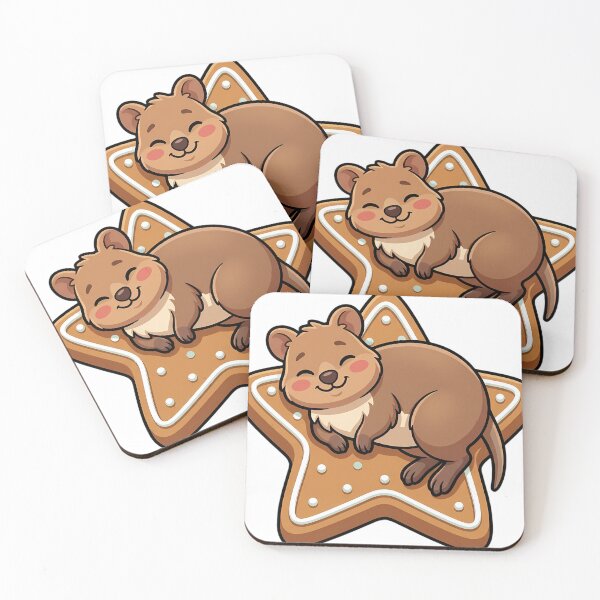Item preview, Cute Quokka Curled on a Giant Gingerbread Star Cookie designed and sold by pumsquare.