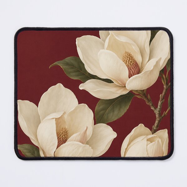 Item preview, Ivory Magnolia Burgundy Botanical Notes designed and sold by H.M. Bright Design.