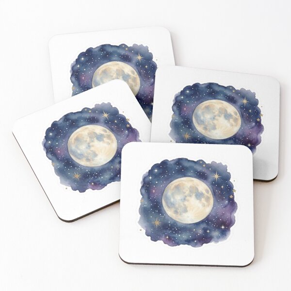 Item preview, Standard Moon in Dark Night Sky - Celestial Watercolor Art - Halloween & Year-Round Decor, Fashion & Sticker designed and sold by asumintjapan1.