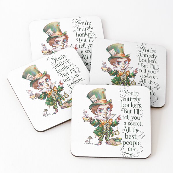 Item preview, You're Entirely Bonkers Mad Hatter Watercolor Chibi Art designed and sold by ArtisticDesignsbyLinda.