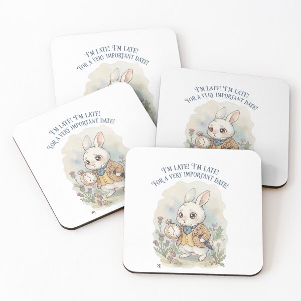 Item preview, I'm Late For A Very Important Date White Rabbit Chibi Art designed and sold by ArtisticDesignsbyLinda.
