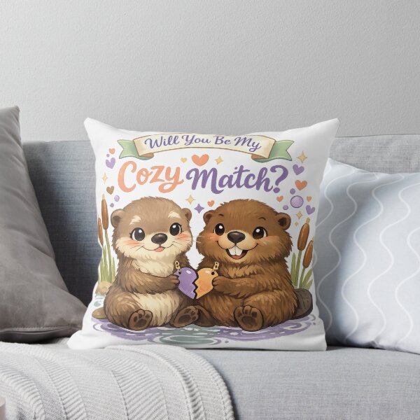 Item preview, Will You Be My Cozy Match Cute Otter Beaver Valentine Couple Design designed and sold by inkoutninja.