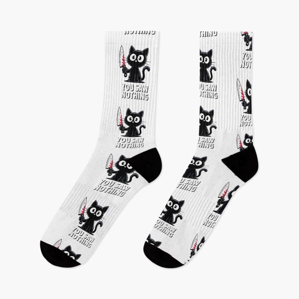Item preview, You Saw Nothing | Black Cat with Bloody Knife Funny Creepy Cute Halloween Design designed and sold by LoFizzy.