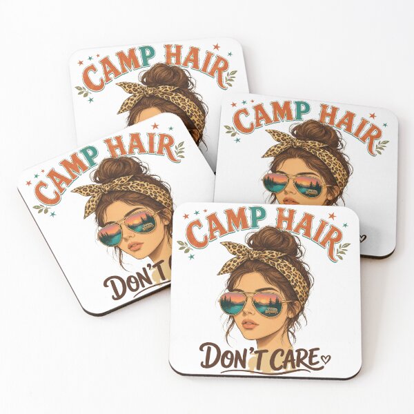 Item preview, Camp Hair Don't Care Messy Bun Leopard Camping Retro Women designed and sold by Zizo-DR44.
