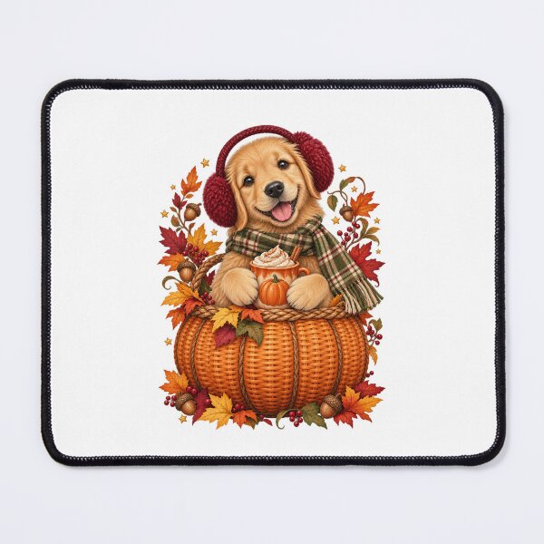 Item preview, Cozy Autumn Puppy in a Pumpkin Basket designed and sold by skyartdesign.