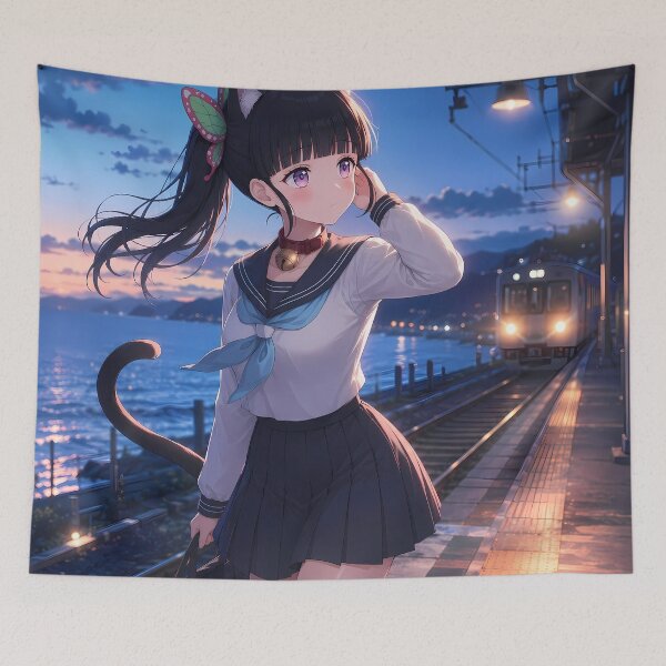 Item preview, Kanao Tsuyuri Demon Slayer Coastal Train Station Twilight designed and sold by mildaclairmo.