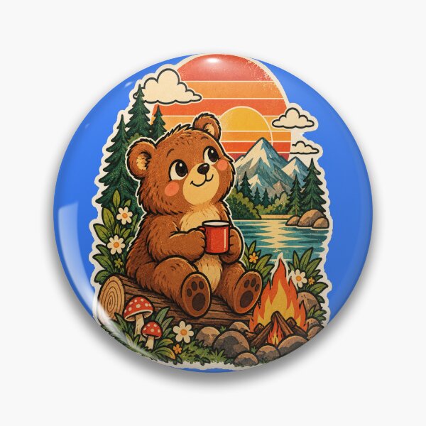 Item preview, Retro Bear Camping Vintage Cute Woodland Animal designed and sold by SHRETAM CO..