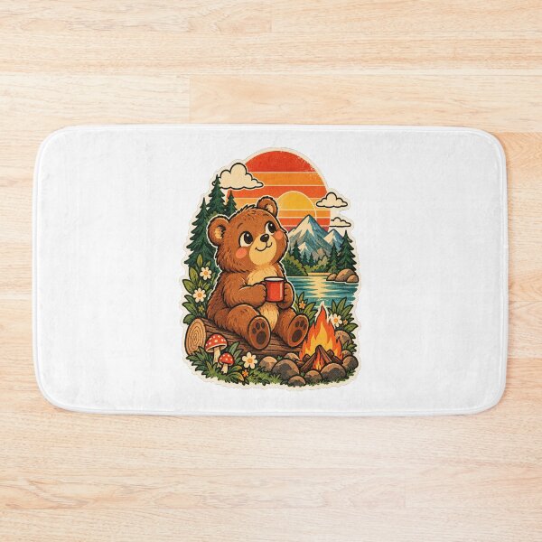 Item preview, Retro Bear Camping Vintage Cute Woodland Animal designed and sold by SHRETAM CO..