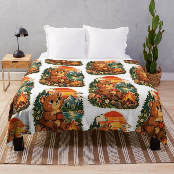 Item preview, Retro Bear Camping Vintage Cute Woodland Animal designed and sold by SHRETAM CO..
