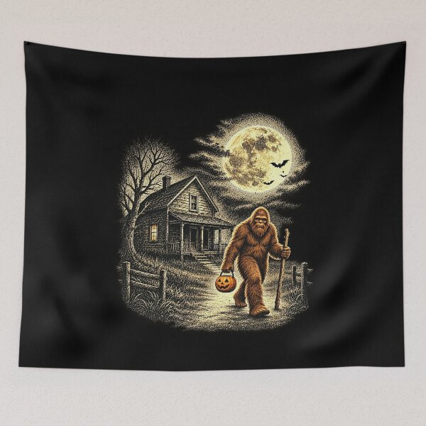 Item preview, Funny Bigfoot Halloween Trick or Treat Pumpkin Art designed and sold by elderberry.