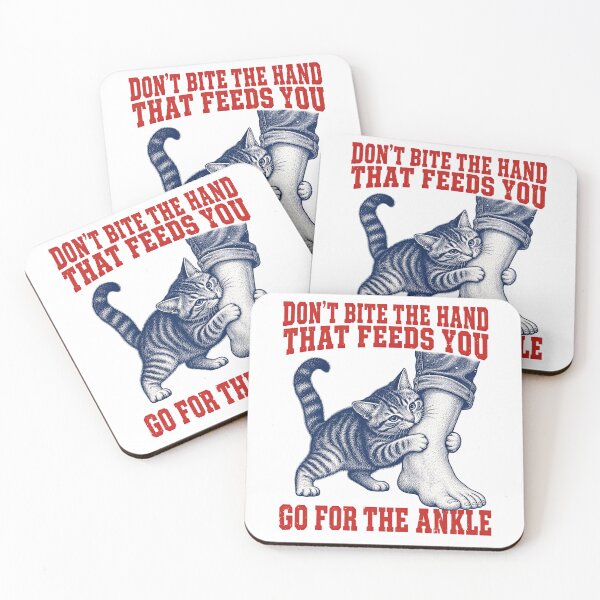 Item preview, Funny Kitten Don’t Bite Hand That Feeds You Go for the Ankle Art designed and sold by elderberry.