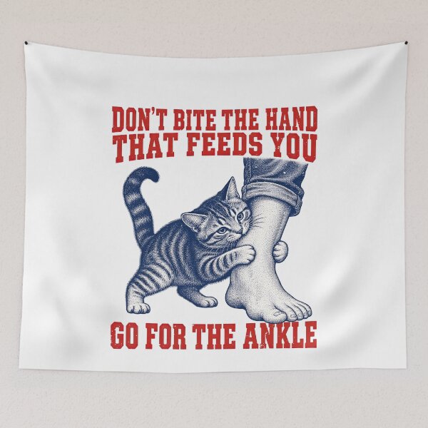 Item preview, Funny Kitten Don’t Bite Hand That Feeds You Go for the Ankle Art designed and sold by elderberry.