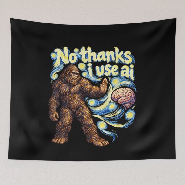Item preview, Funny Bigfoot AI Meme About Thinking designed and sold by elderberry.