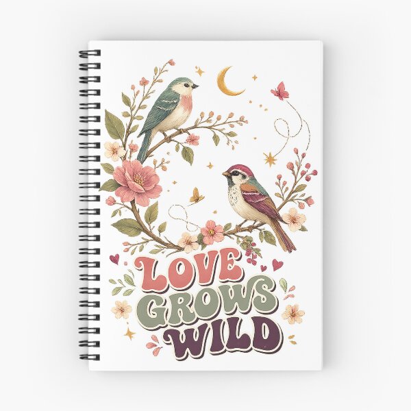 Item preview, Love Grows Wild Birds Floral Cottagecore Nature Romantic Quote Design designed and sold by inkoutninja.