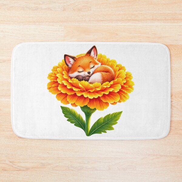 Item preview, Sleepy Fox Resting on a Marigold designed and sold by Sillytoe.