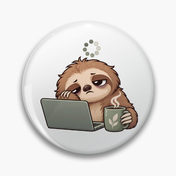 Item preview, Sleepy Chibi Sloth at a Laptop – Funny Work Tiredness Animal Art designed and sold by The Tired Animal Club.
