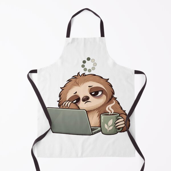 Item preview, Sleepy Chibi Sloth at a Laptop – Funny Work Tiredness Animal Art designed and sold by The Tired Animal Club.