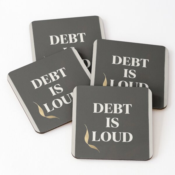 Item preview, Debt Is Loud | Gold and Charcoal Wealth Quote Print designed and sold by Zaramodo.