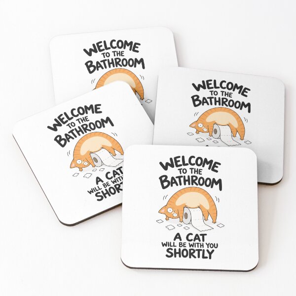 Item preview, Welcome to the Bathroom A Cat Will Be With You Shortly Funny Orange Cat Graphic designed and sold by The Upside Down.
