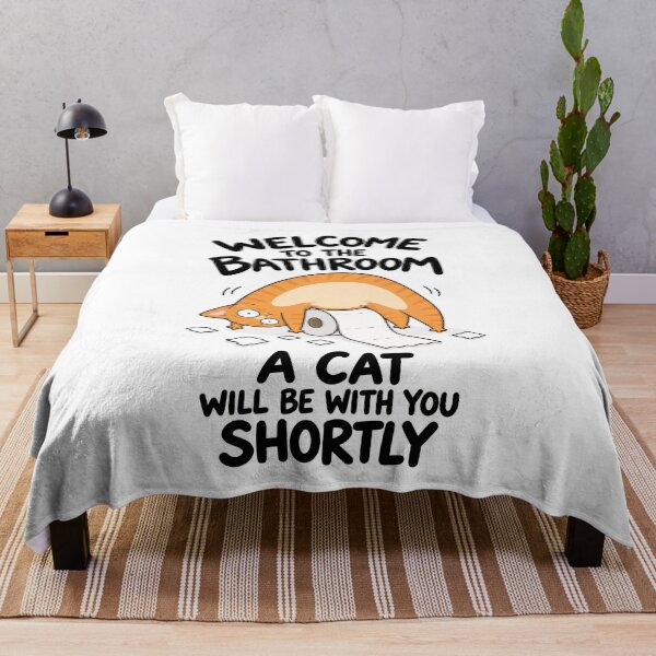 Item preview, Welcome to the Bathroom A Cat Will Be With You Shortly Funny Orange Cat Graphic designed and sold by The Upside Down.