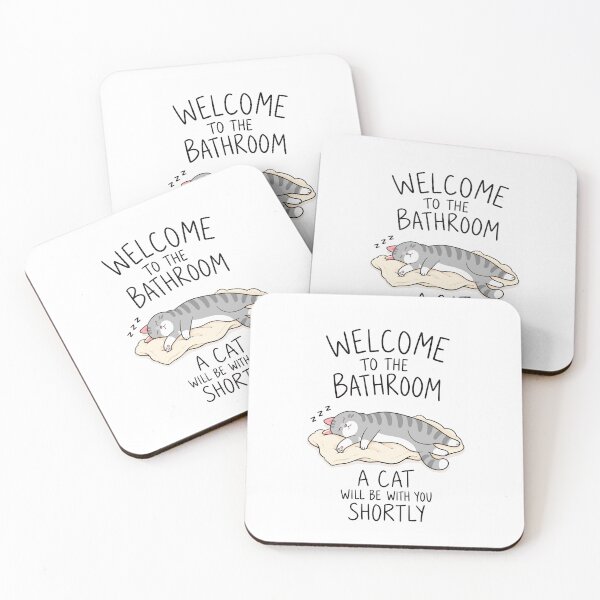 Item preview, Welcome to the Bathroom A Cat Will Be With You Shortly Funny Grey Cat Graphic designed and sold by The Upside Down.