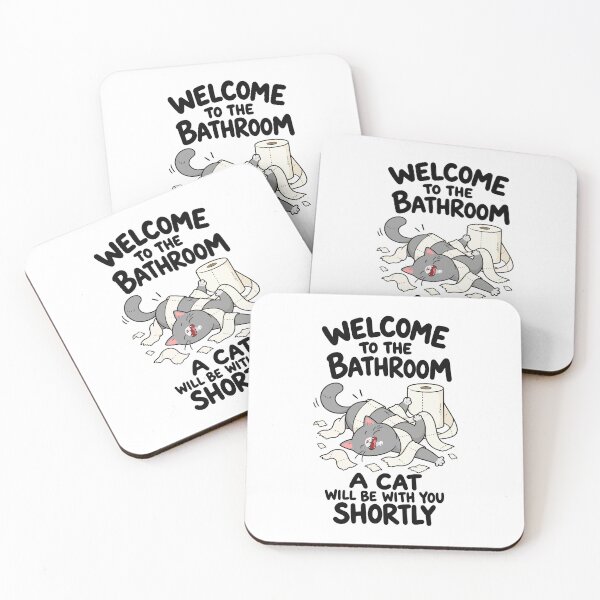 Item preview, Welcome to the Bathroom A Cat Will Be With You Shortly Funny Grey Cat Graphic designed and sold by The Upside Down.
