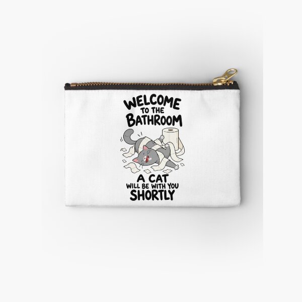 Item preview, Welcome to the Bathroom A Cat Will Be With You Shortly Funny Grey Cat Graphic designed and sold by The Upside Down.