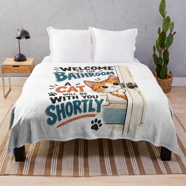 Item preview, Welcome to the Bathroom A Cat Will Be With You Shortly Funny Orange Cat Graphic designed and sold by The Upside Down.