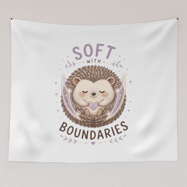 Item preview, Soft With Boundaries Cute Hedgehog Self Love Mental Health Kawaii Design designed and sold by dreamz-world.