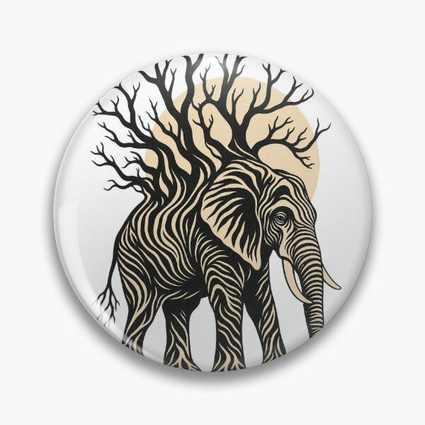 Aperçu de l'œuvre Éléphant enraciné aux branches botaniques créée et vendue par sasaPRO.