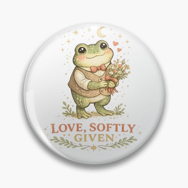 Item preview, Love Softly Given Cute Frog Bouquet Cottagecore Romantic Nature Design designed and sold by inkoutninja.