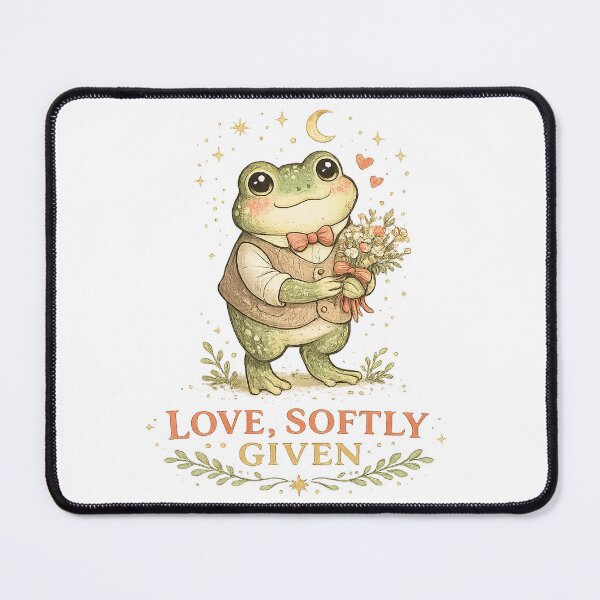 Item preview, Love Softly Given Cute Frog Bouquet Cottagecore Romantic Nature Design designed and sold by inkoutninja.