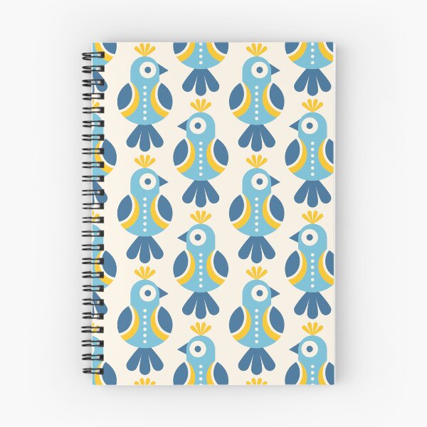 Item preview, 3658A - playful retro Scandi birds pattern blue yellow designed and sold by RouCouCou.