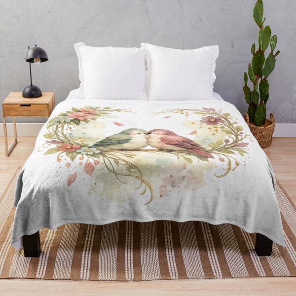 Item preview, Love Birds Floral Heart Romantic Cottagecore Bird Couple Design designed and sold by inkoutninja.