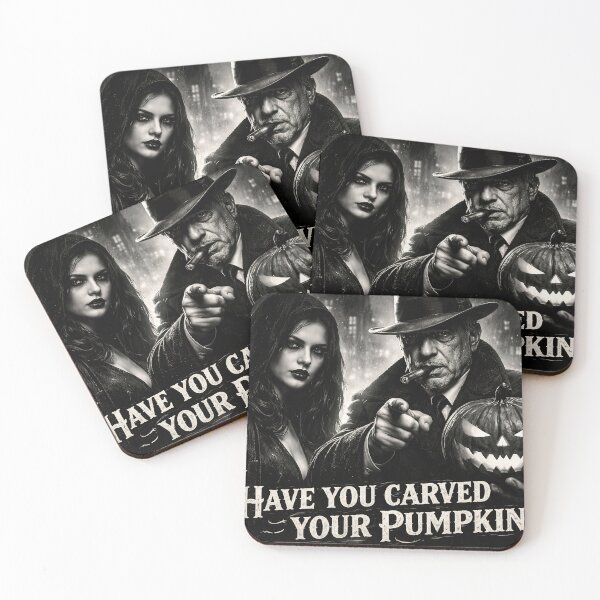 Item preview, Pre-Halloween gang-style black and white illustration with Halloween messages designed and sold by 4Seasons.
