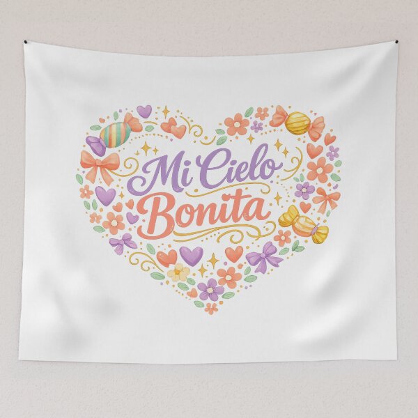 Item preview, Mi Cielo Bonita Romantic Spanish Love Quote Floral Heart Design designed and sold by inkoutninja.