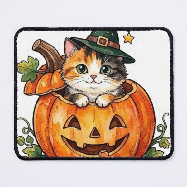Item preview, Cute Calico Kitten Witch in Jack O’Lantern designed and sold by Jonaree Art Design.