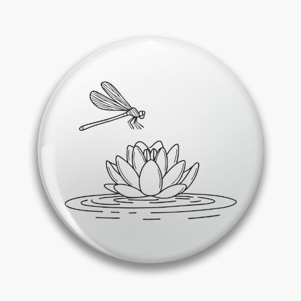 Artikelvorschau, Eine Seerose in der Nähe einer Libelle, die über der Oberfläche schwebt entworfen und verkauft von rasagamastore.