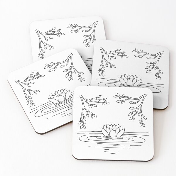 Item preview, A water lily floating near a reflection of overhanging tree branches designed and sold by rasagamastore.