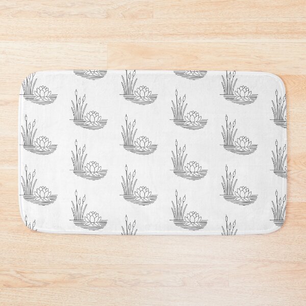 Item preview, A water lily near a cluster of reeds at the edge of a pond designed and sold by rasagamastore.