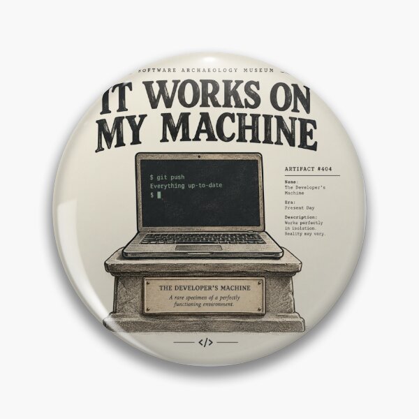Aperçu de l'œuvre Ça marche sur ma machine - Musée d'archéologie du logiciel - Humour technologique pour programmeurs créée et vendue par CanvasWhimsy.