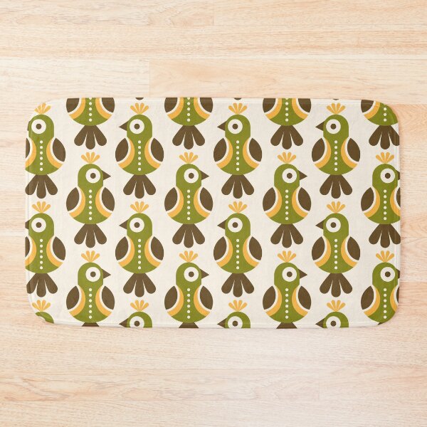 Item preview, 3658C - playful retro Scandi birds pattern green yellow designed and sold by RouCouCou.