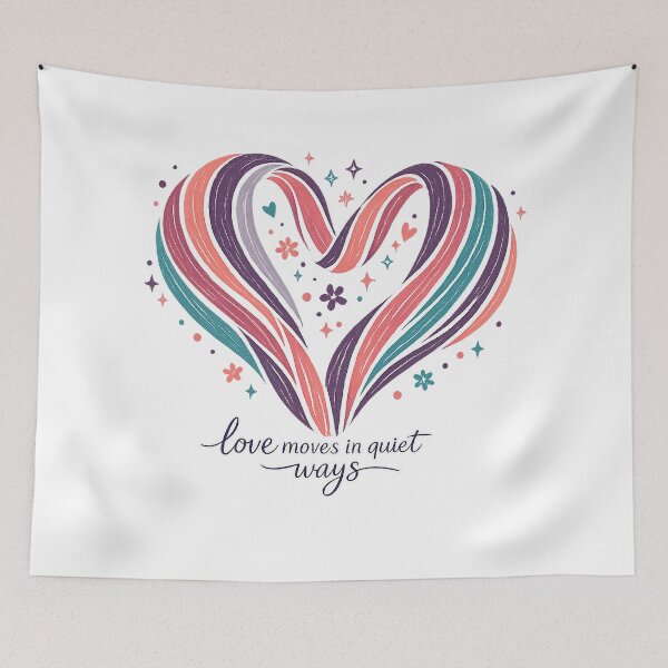 Item preview, Love Moves in Quiet Ways Abstract Heart Romantic Inspirational Quote Design designed and sold by inkoutninja.