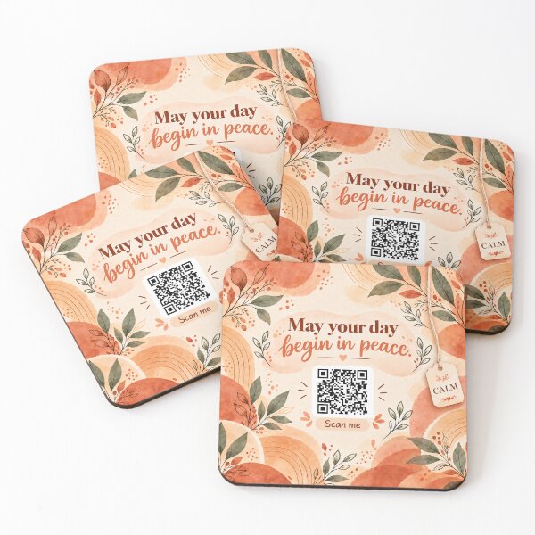 Item preview, May Your Day Begin in Peace – Relaxing QR Code Mug with Calm Music designed and sold by MarCapez.