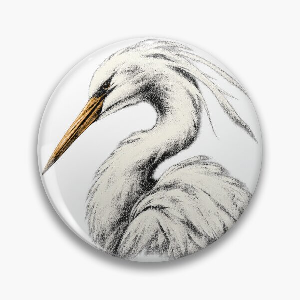 Item preview, Quiet Heron White Bird Feather Portrait designed and sold by sasaPRO.
