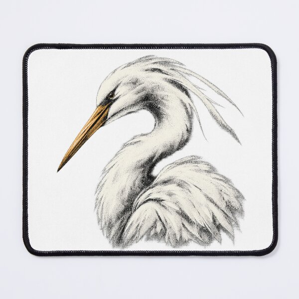 Item preview, Quiet Heron White Bird Feather Portrait designed and sold by sasaPRO.