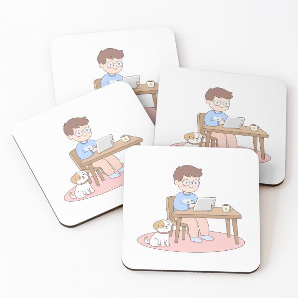 Item preview, Cozy Man Working From Home with Dog designed and sold by nuchz.