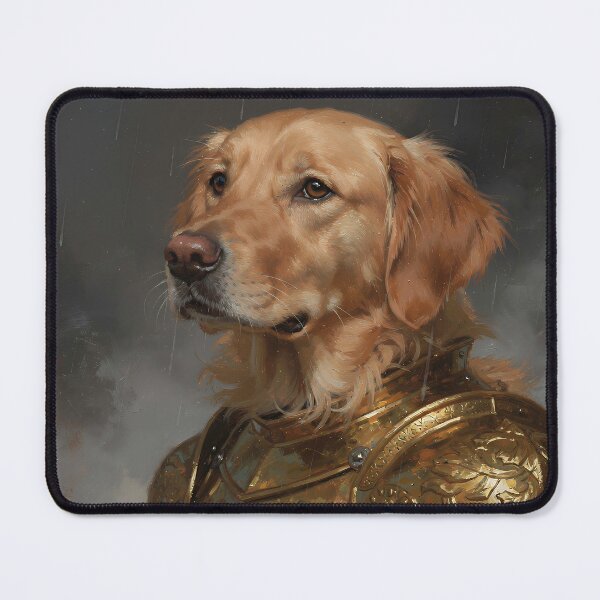 Item preview, Golden Retriever Knight – Noble Dog Warrior in Ornate Fantasy Armor designed and sold by cr6zym1nd.